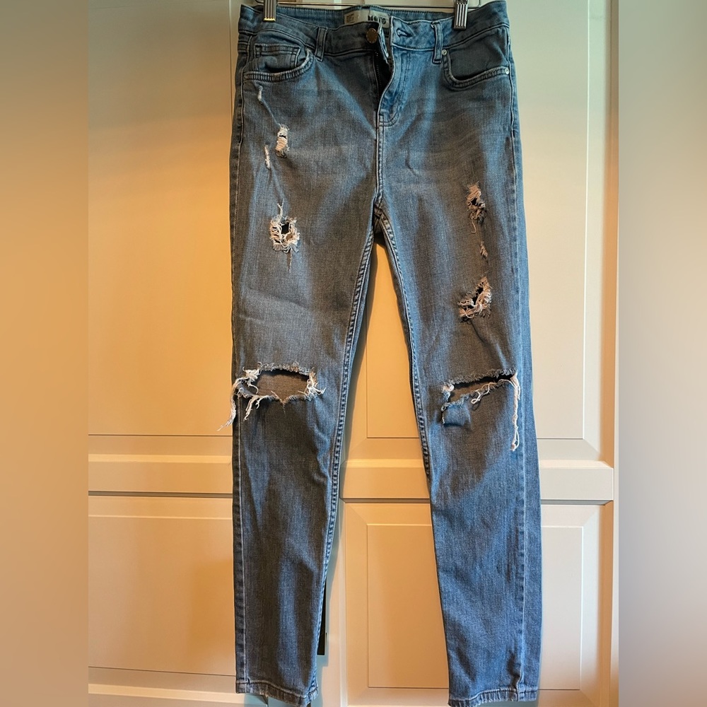 Topshop Moto Jeans Distressed Light Wash
